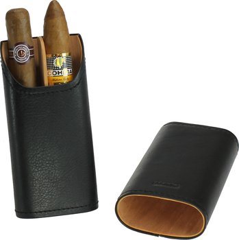 adorini Zigarrenetui für 2-3 Zigarren längenverstellbar Leder schwarz