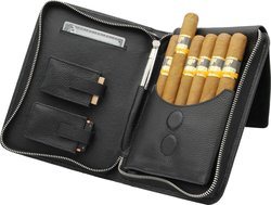 adorini Zigarrentasche aus Echtleder mit schwarzem Garn