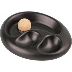 Pfeifenascher Keramik oval schwarz/matt mit 2 Ablagen