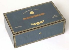 Zigarrenzubehör Humidor  Elie Bleu für 120 Zigarren mit einer Sykomore Maserung in blau