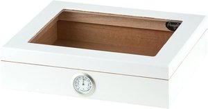 Zigarrenzubehör Humidor  Angelo weiß matt mit Sichtfenster und Befeuchter (920440)