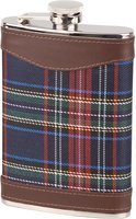 Zigarrenzubehör Merchandise  Classic Flachmann Edelstahl/Leder braun/Schottenkaro 240 ml (725847)