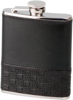 Zigarrenzubehör Merchandise  Classic Edelstahl Leder schwarz mit Karomuster 180 ml (725663)