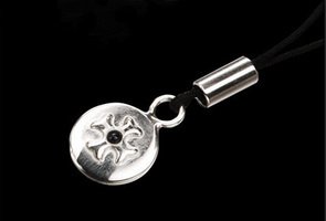 Sillems merchandise Handycharms 925er (Anhänger) runde Platte mit Kreuz und Saphir (1466)