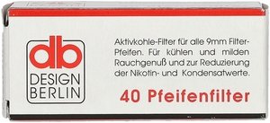Pfeifenzubehör Pfeifenfilter  DB Design Berlin 9mm activated charcoal-filter (40 Stück)