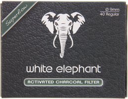 Pfeifenzubehör Pfeifenfilter  White Elephant 9mm AKTIVKOHLE-Filter (40 Stück) (20102)