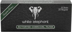 Pfeifenzubehör Pfeifenfilter  White Elephant 9mm AKTIVKOHLE-Filter (20 Stück) (20101)