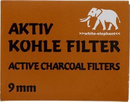 Pfeifenzubehör Pfeifenfilter  White Elephant 9mm AKTIVKOHLE-Filter (40 Stück) ALTE OPTIK zum Vorteilspreis