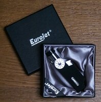 Zigarrenzubehör Feuerzeug  Eurojet Triple Jetflame Pocket Torch - schwarz silber (25117)