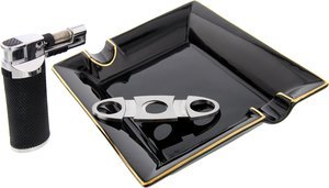 Zigarrenzubehör Geschenkideen  CIGARWORLD Aficionado (Cutter + Feuerzeug + Aschenbecher)