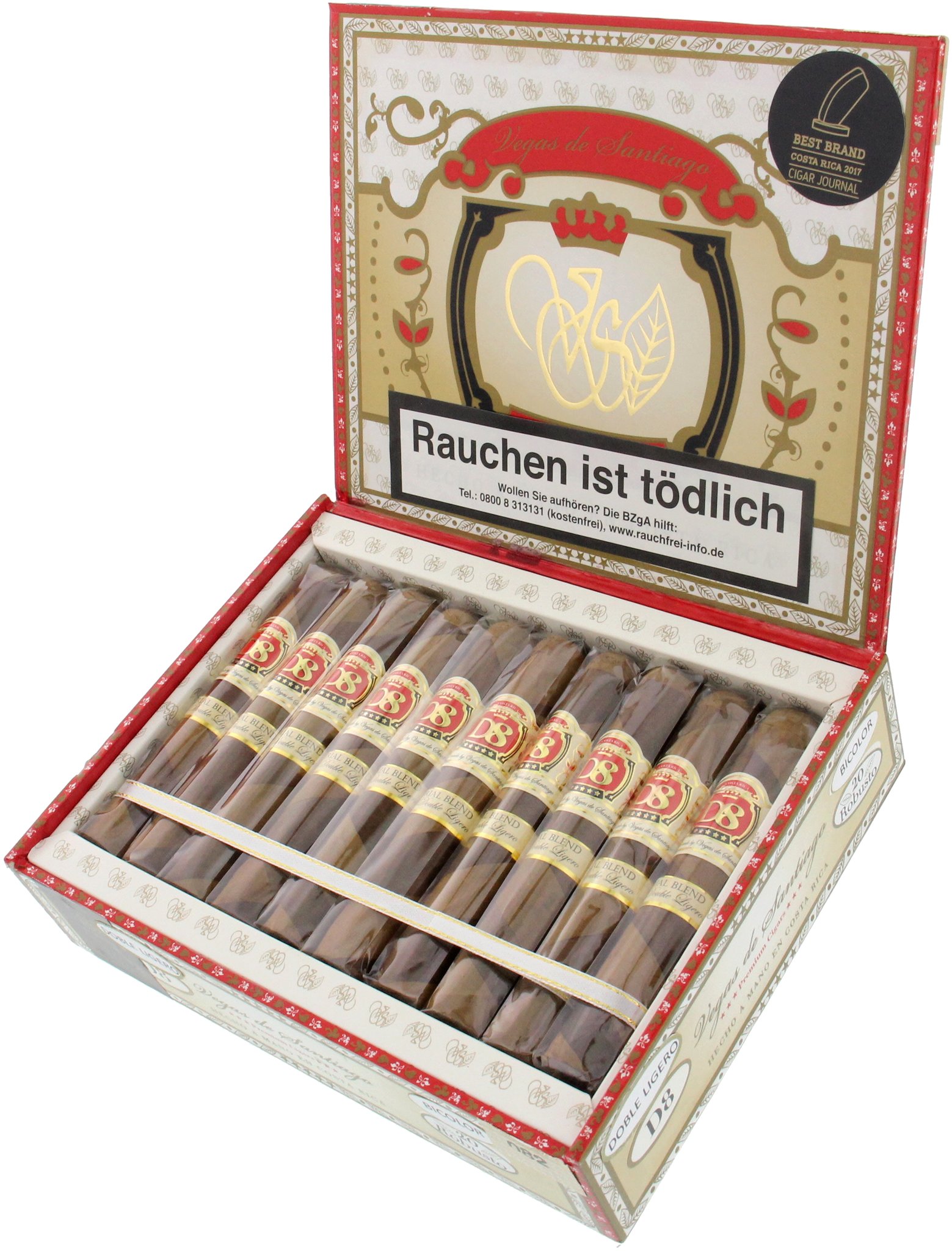 Vegas Santiago D8 Robusto BICOLOR Kiste offen