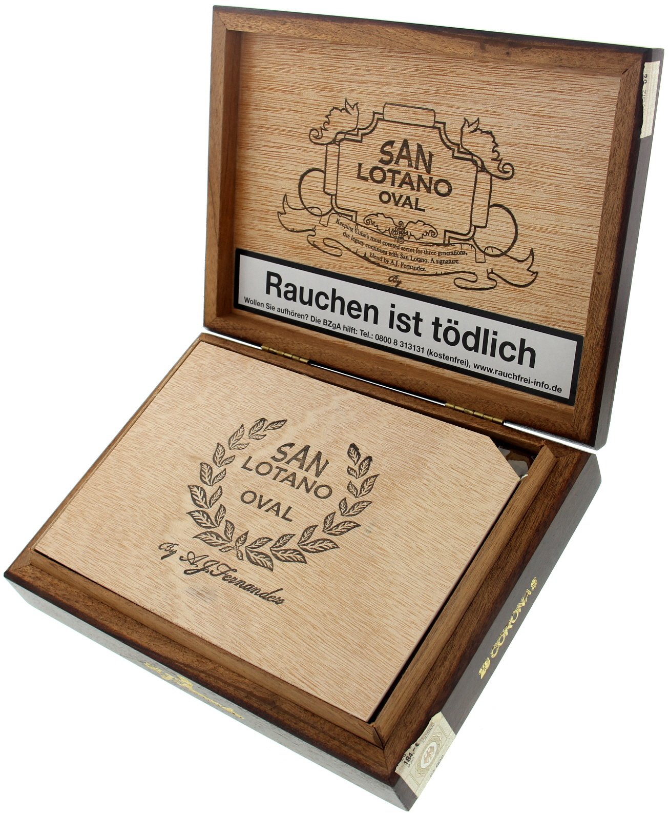 A.J. Fernandez San Lotano Oval (Box pressed) Corona Kiste offen Detailbild