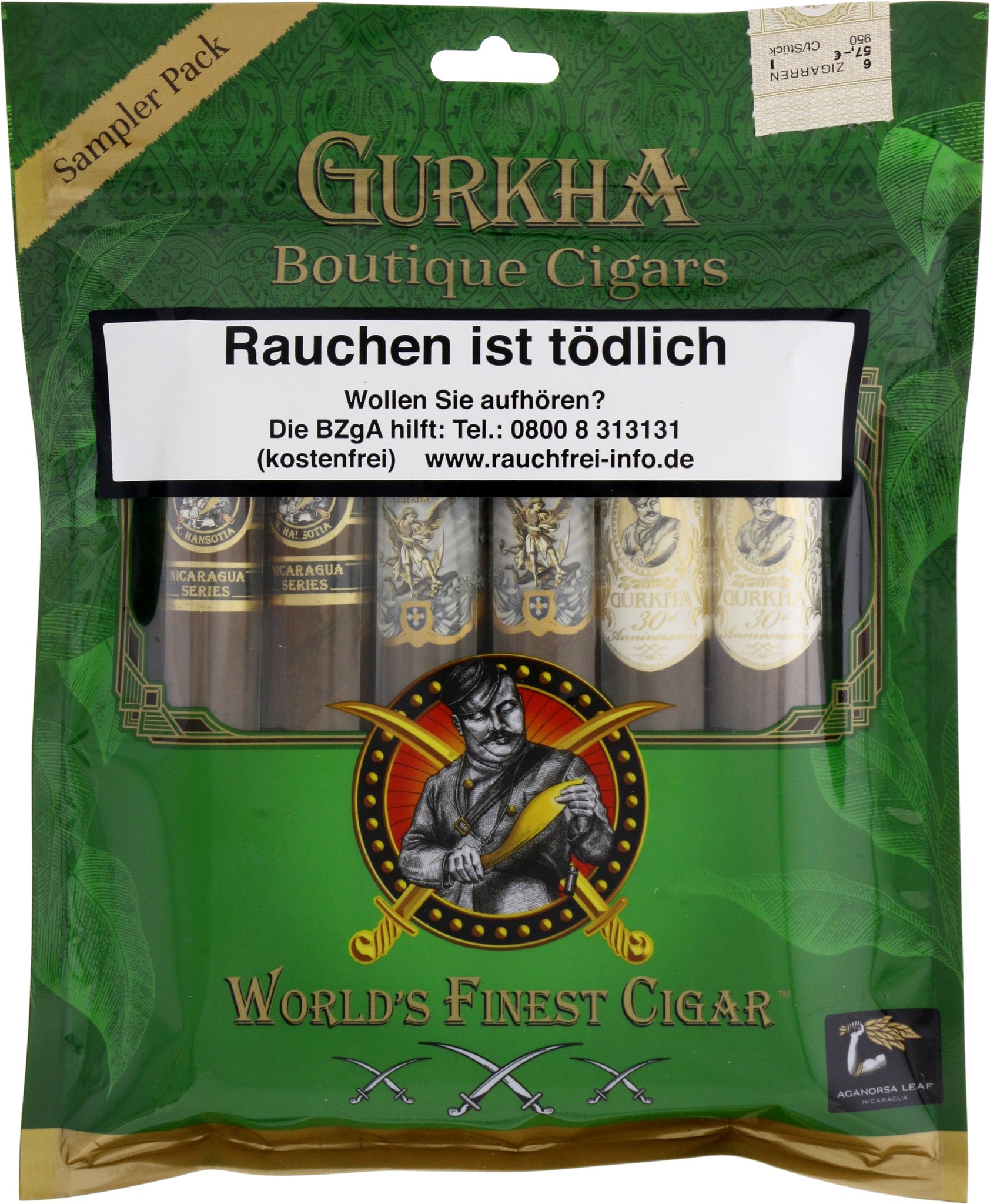 Gurkha Sampler Baggies Toro Pack Nicaragua Aganorsa (6 Zigarren)