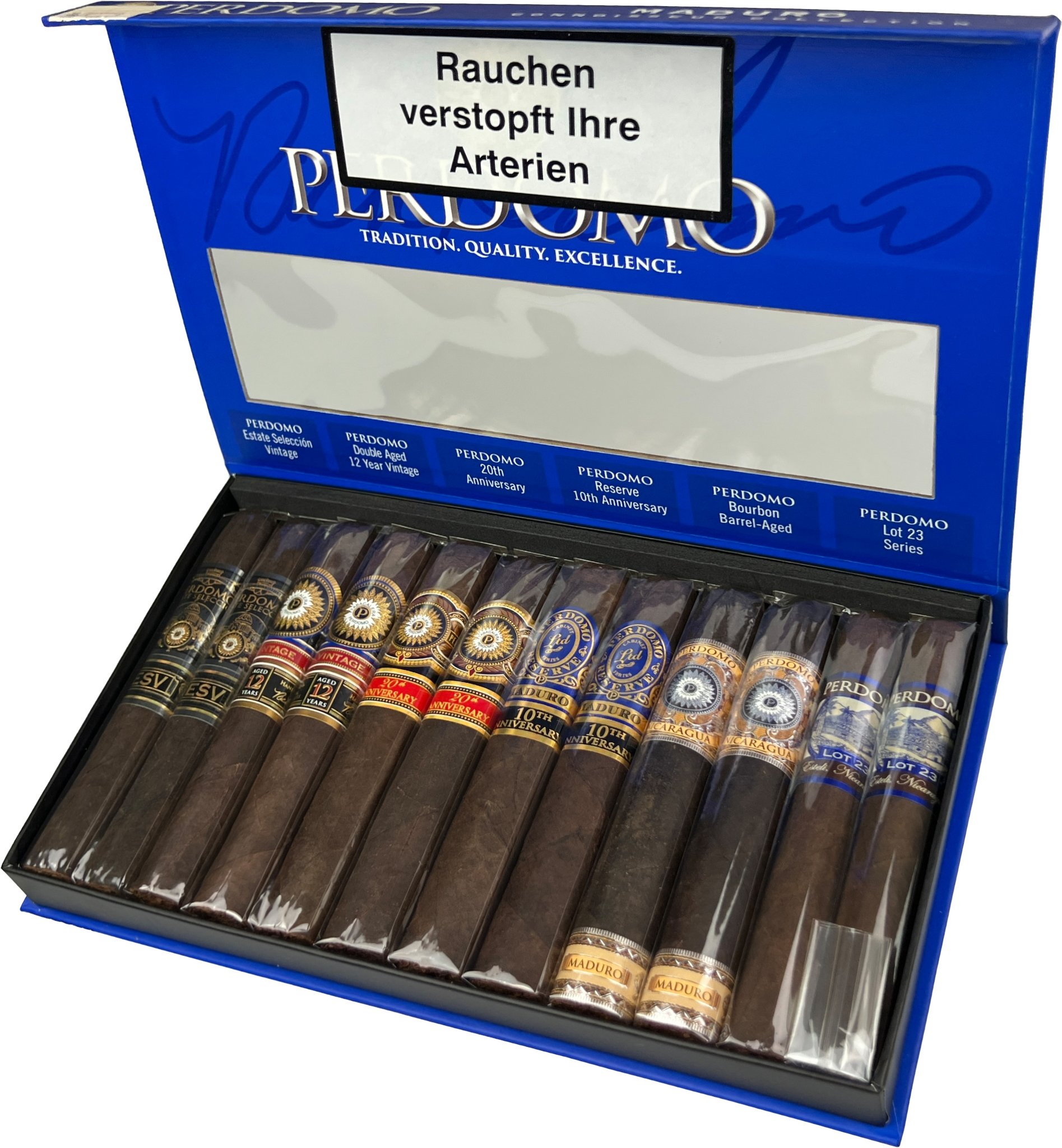 Perdomo Sampler Connoisseur Collection Maduro 12er offen