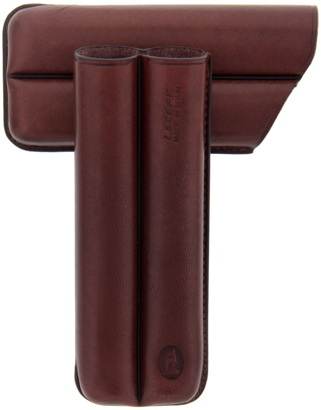 Lecerf Zigarrenetui Vitola 2er Robusto Cognac (1221) offen