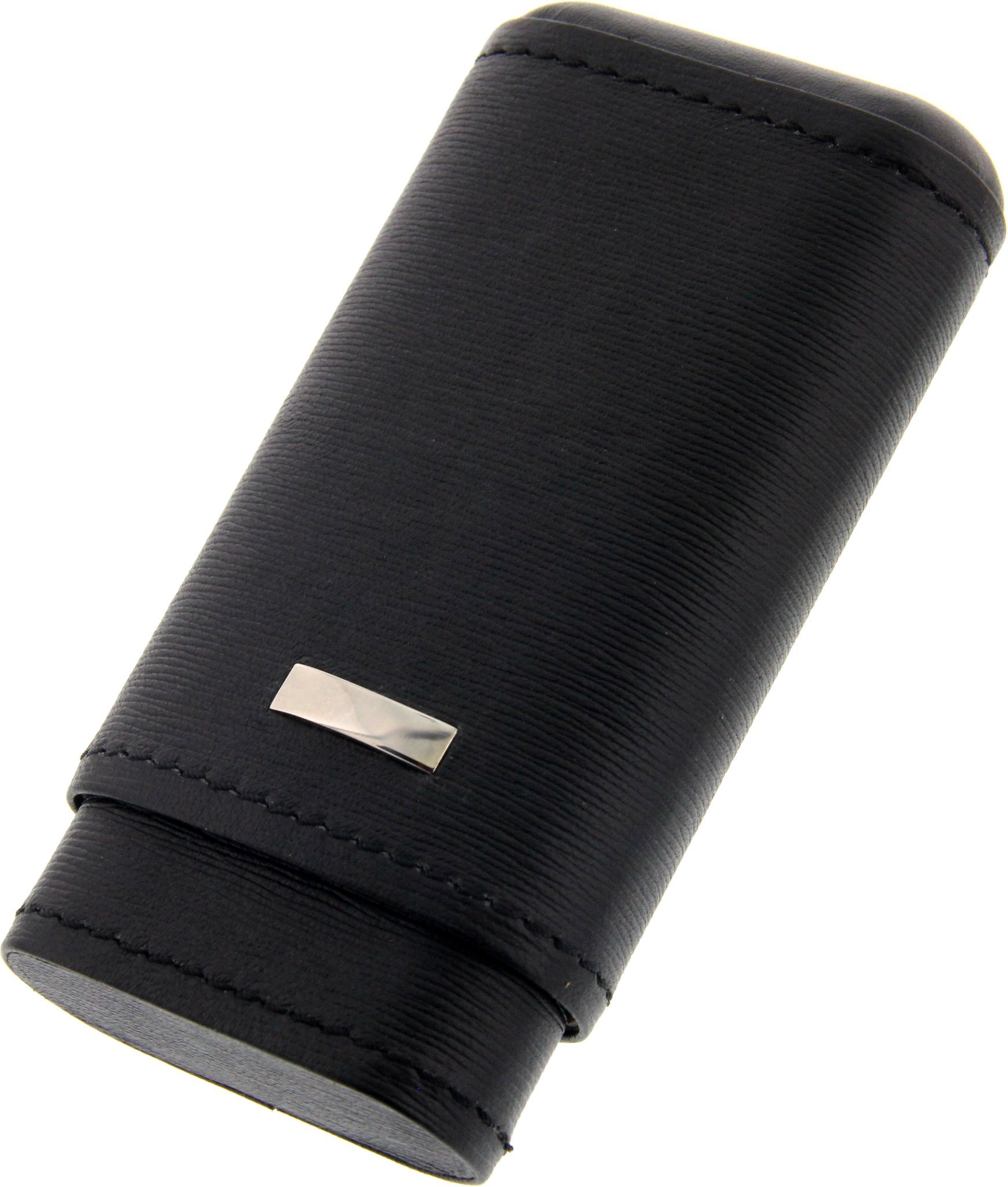 Classic Zigarrenetui 3er Corona Rindleder geprägt schwarz Detailbild