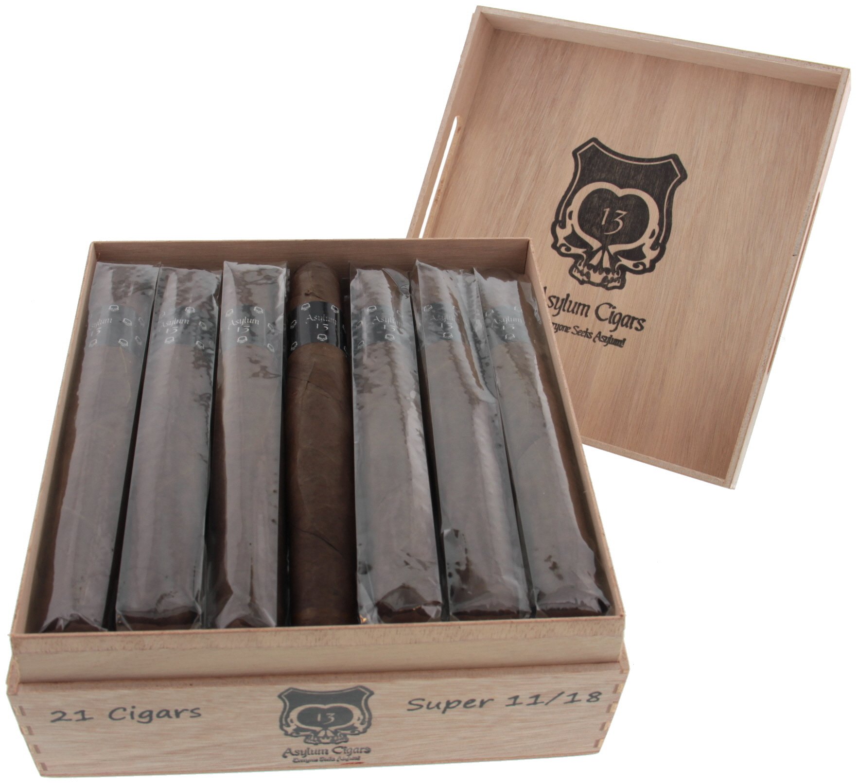 Asylum Cigars 13 Super 11 / 18 Classic Kiste offen