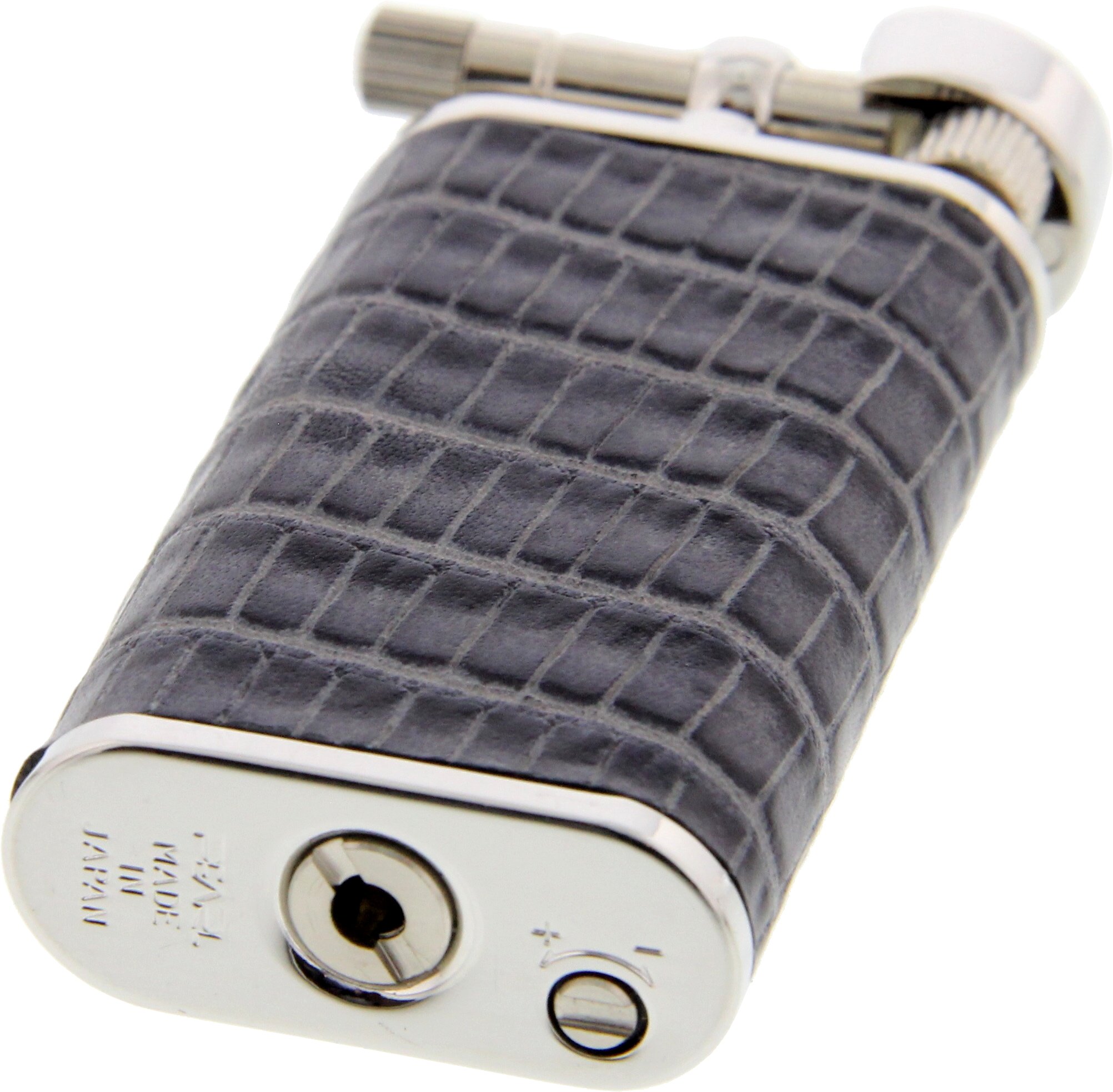 Pearl Pfeifenfeuerzeug Stanley Rindleder mit Eidechsenprägung grau (PE72980-30) liegend