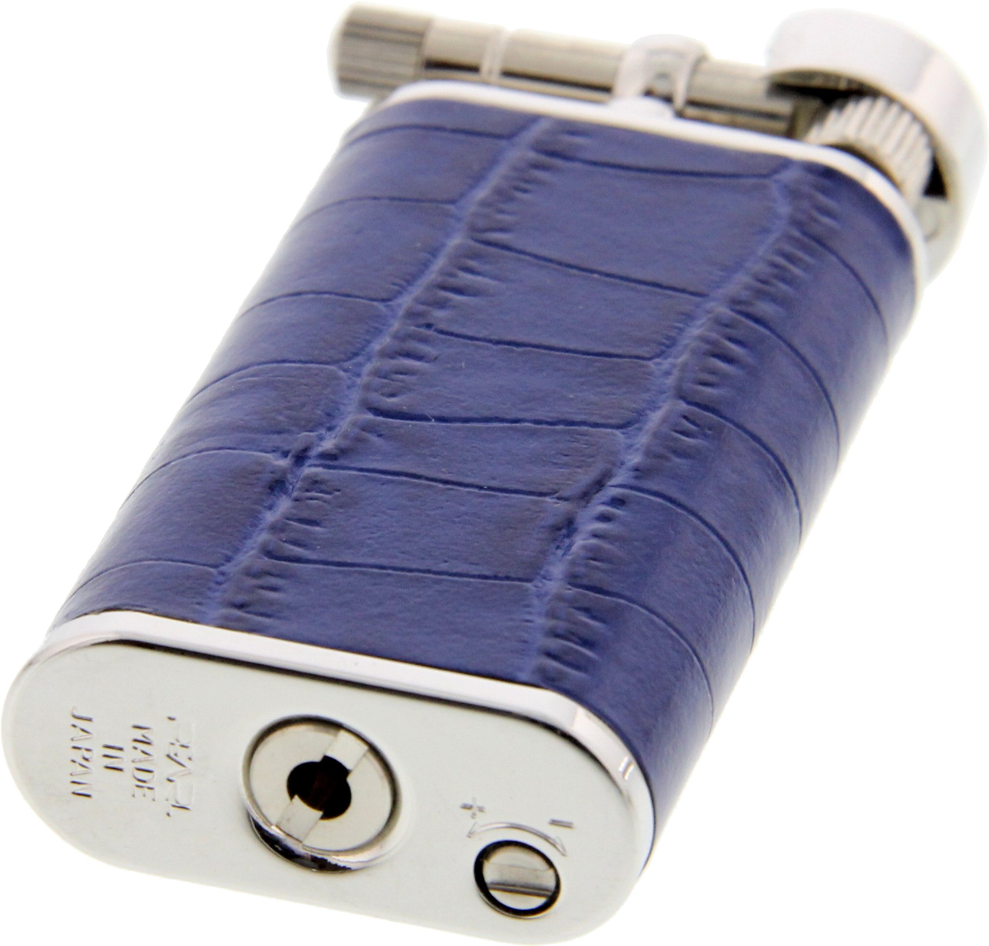 Pearl Pfeifenfeuerzeug Stanley Rindleder mit Krokoprägung blau (PE72927-30) liegend