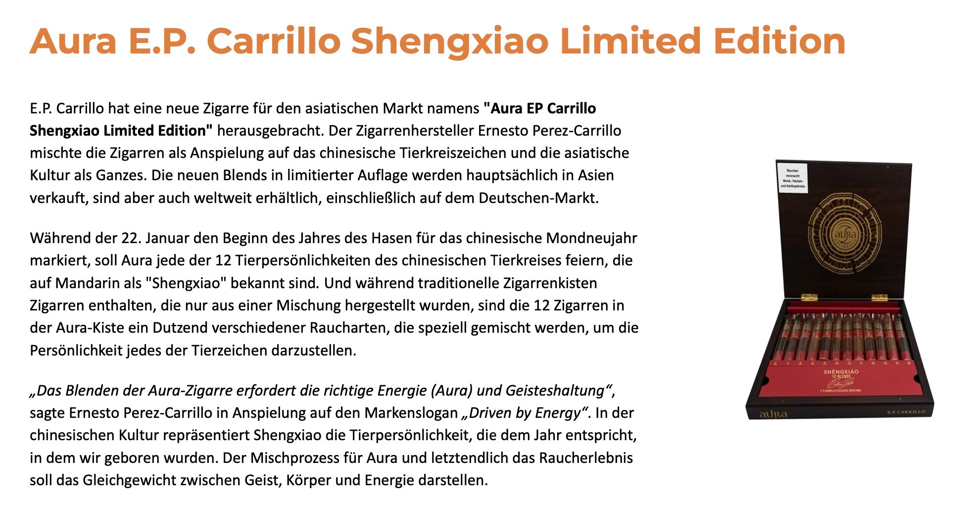 EPC Limited Editions Aura Shengxiao 12er Sampler Detail