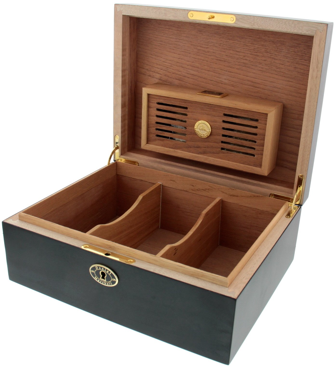 Daniel Marshall Humidor schwarz bis 65 Zigarren offen