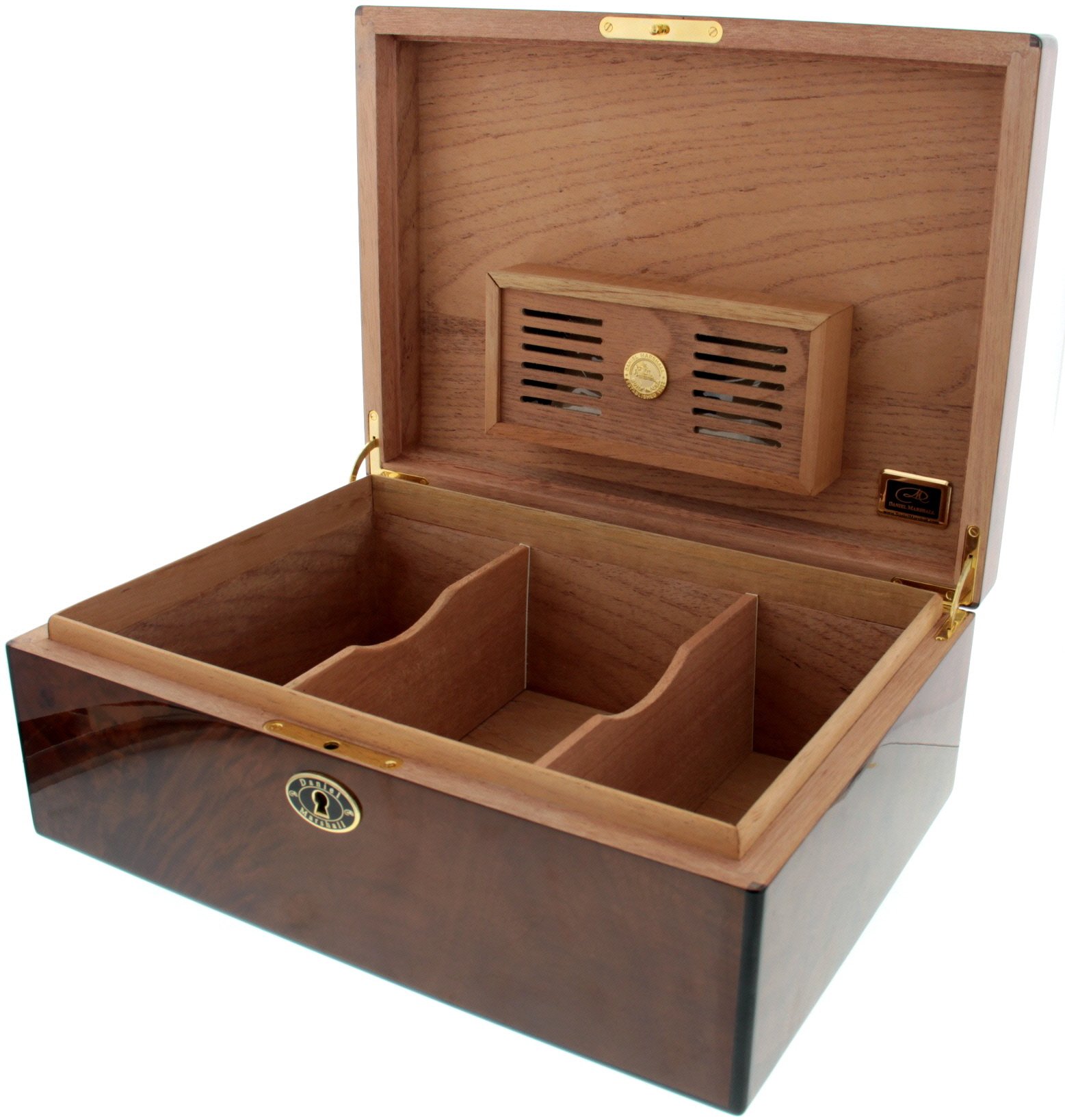 Daniel Marshall Humidor burl bis 125 Zigarren offen