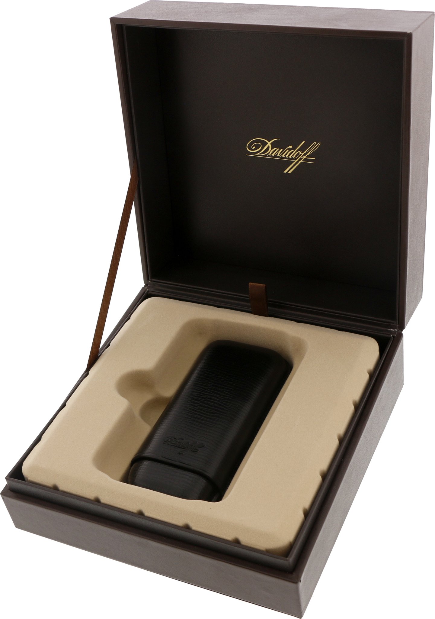 Davidoff Kalbsleder Zigarrenetui R-2 schwarz Classic (31526) mit Schatulle