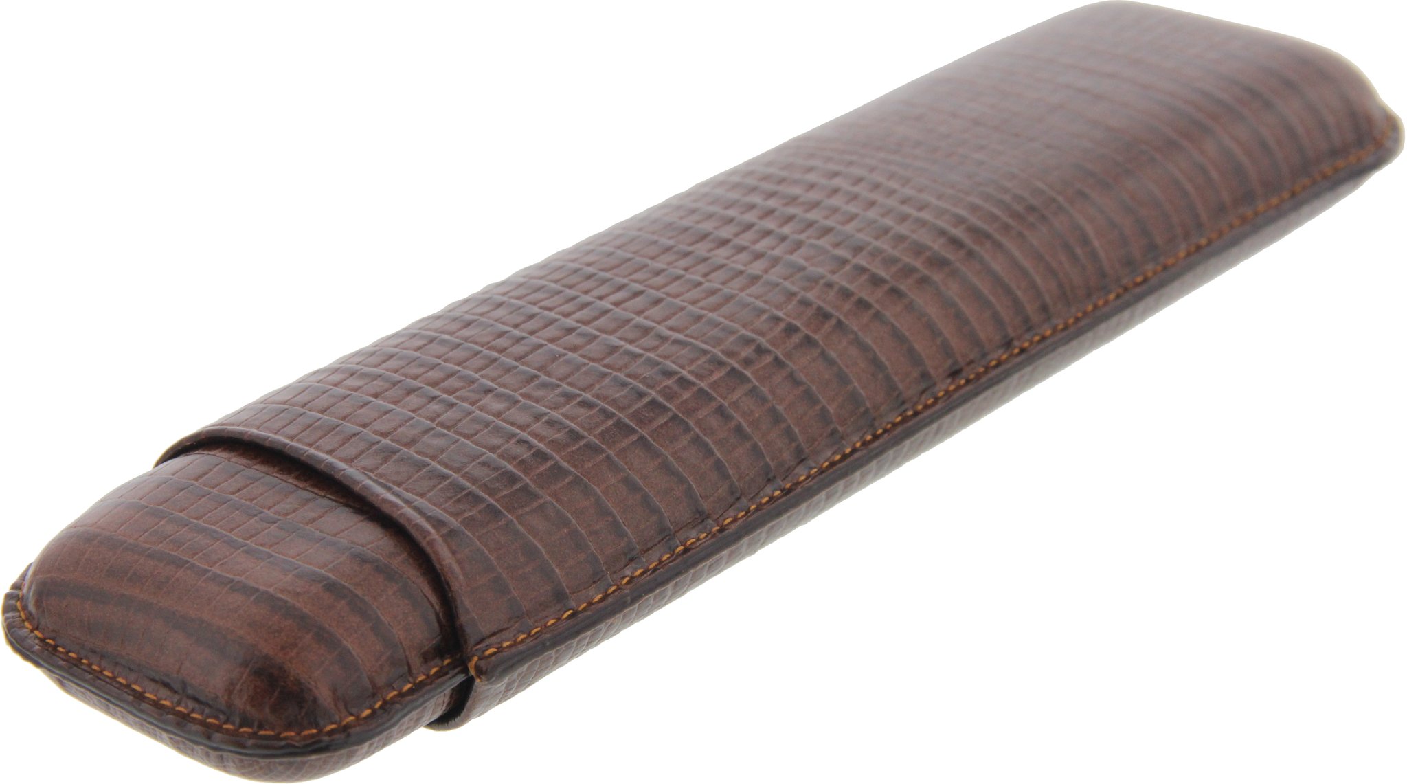 Martin Wess Premium Lederetui - Eidechse (Lizard) 2er Churchill Brown (594) liegend