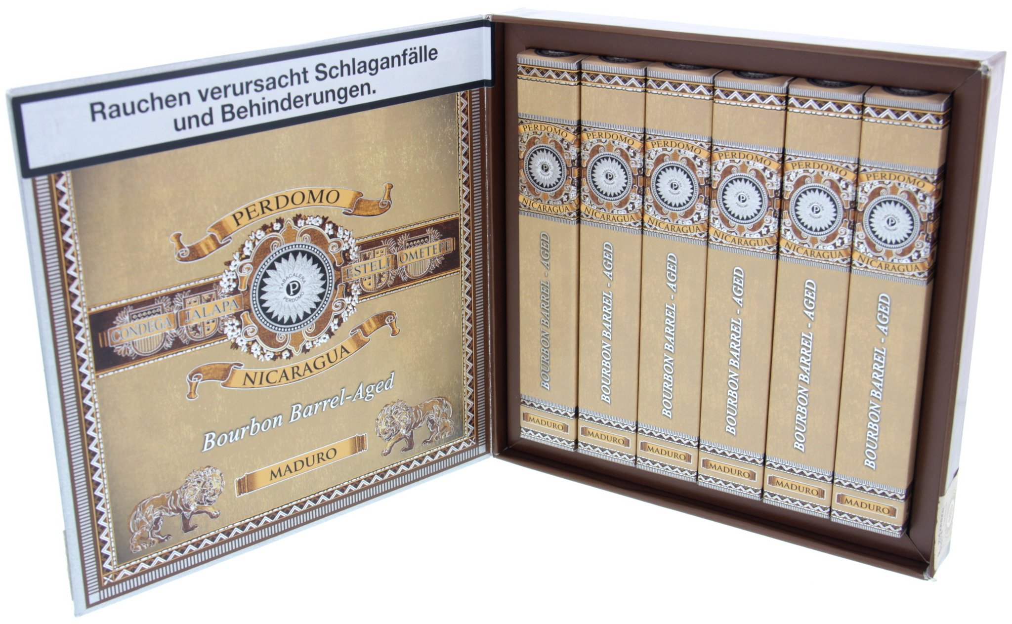 Perdomo Nicaragua Bourbon Barrel Aged (BBA) Maduro Epicure Geschenk Box offen