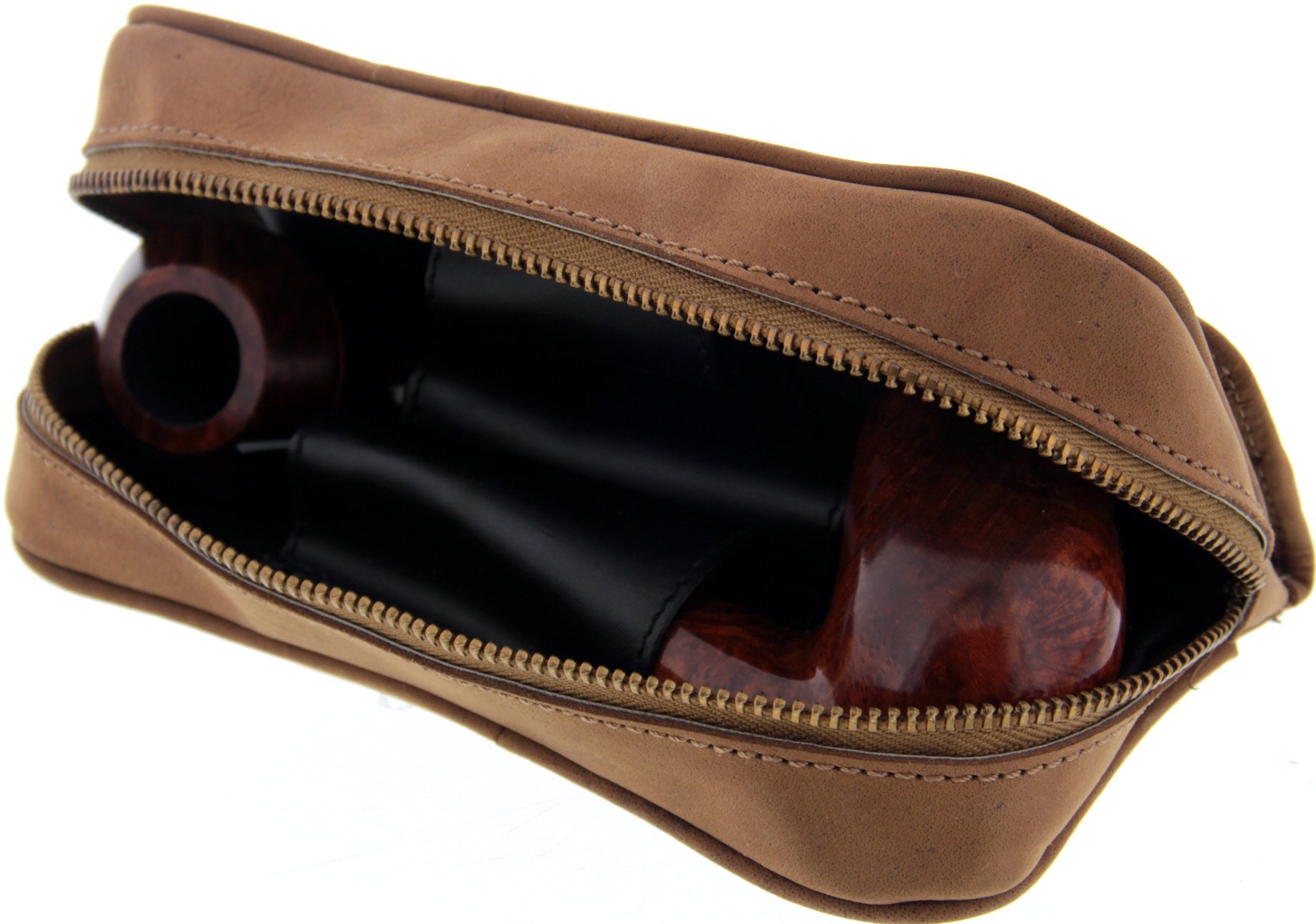 Big Ben Pfeifentasche Kombibeutel für 2 Pfeifen Leder braun Variante 1 (745002020) Detailbild