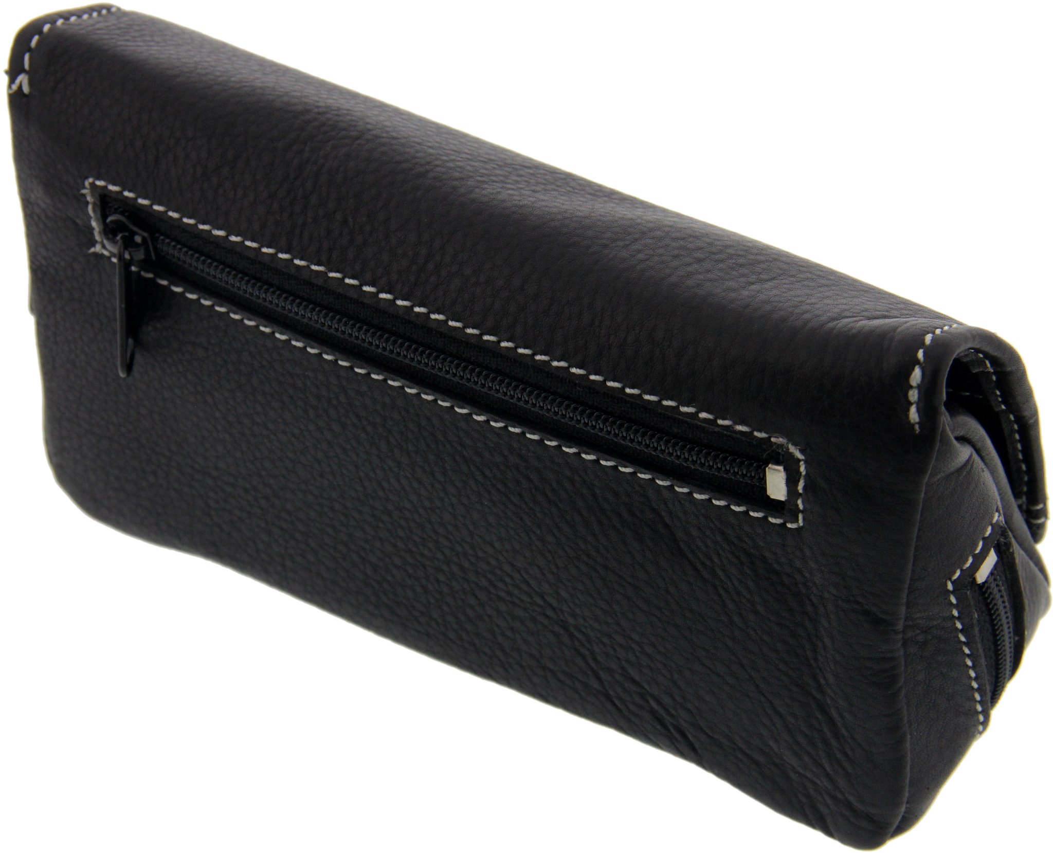 Big Ben Pfeifentasche Kombibeutel für 2 Pfeifen Leder schwarz Rückseite