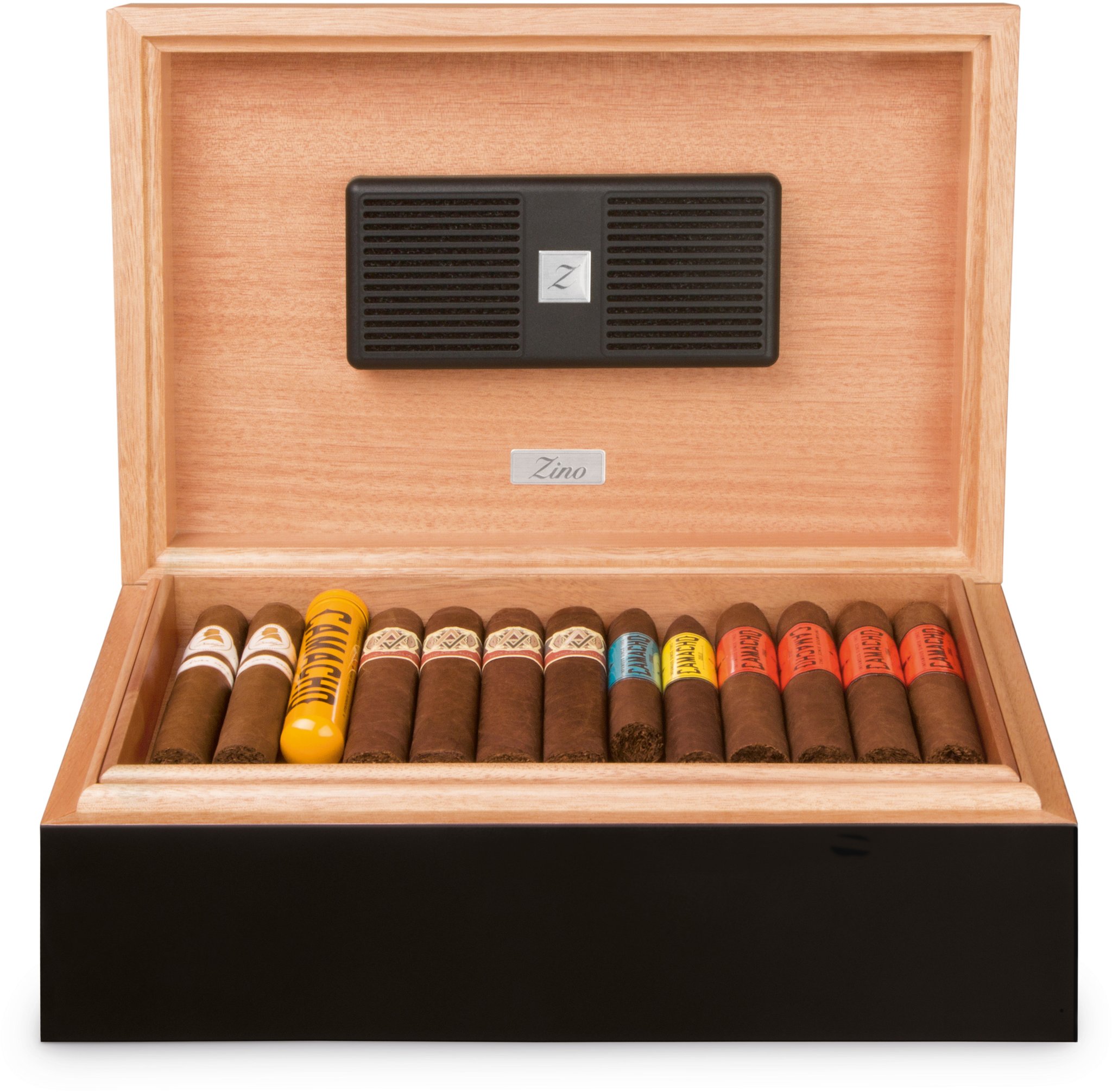 Zino Humidor Z 80 Eiche und schwarz lackiert (51000261) offen