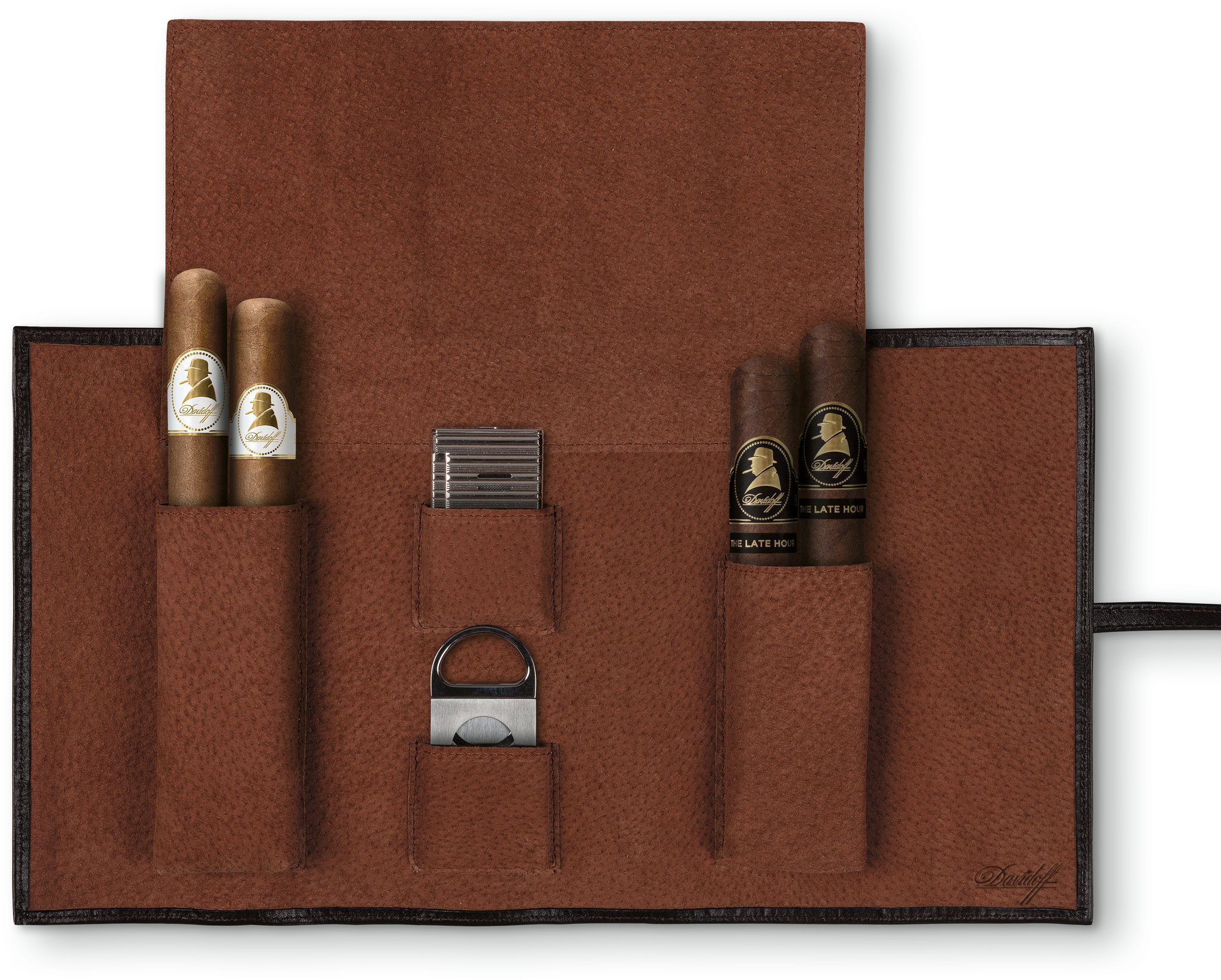 Davidoff Reisehumidor Leder Rollbeutel (116640) offen Detailbild 1