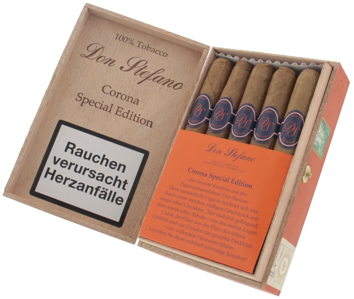 Don Stefano Corona Special Edition (orangene Kiste) Kiste offen