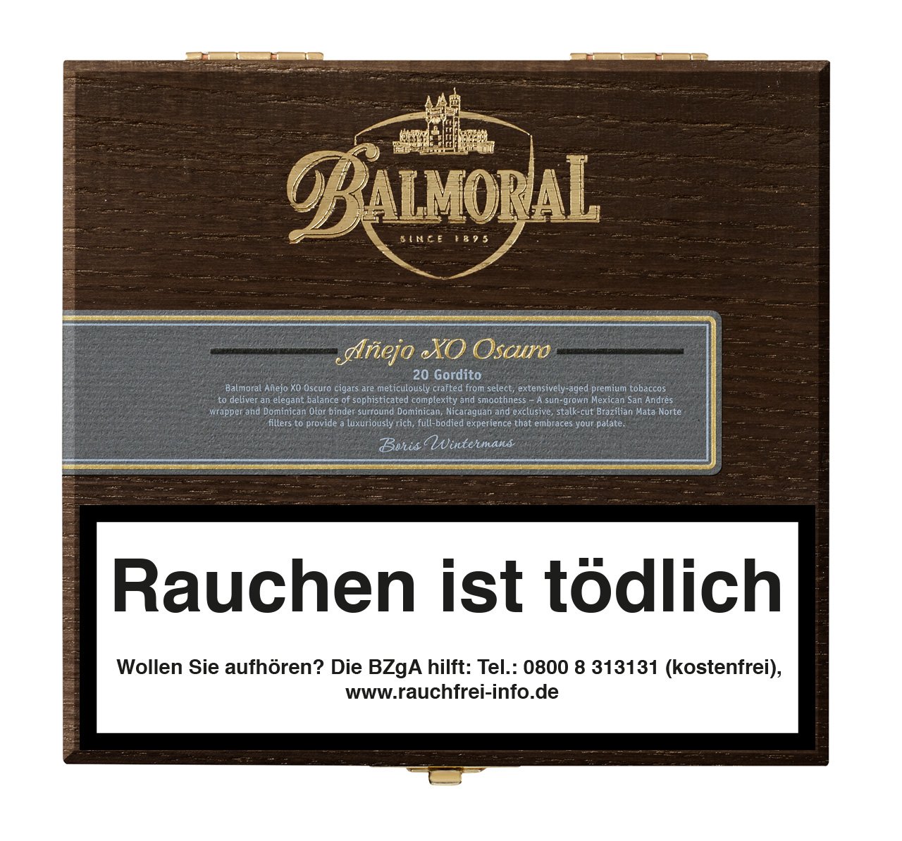 Balmoral Anejo XO Oscuro Gorditos (Short Robusto) Kiste