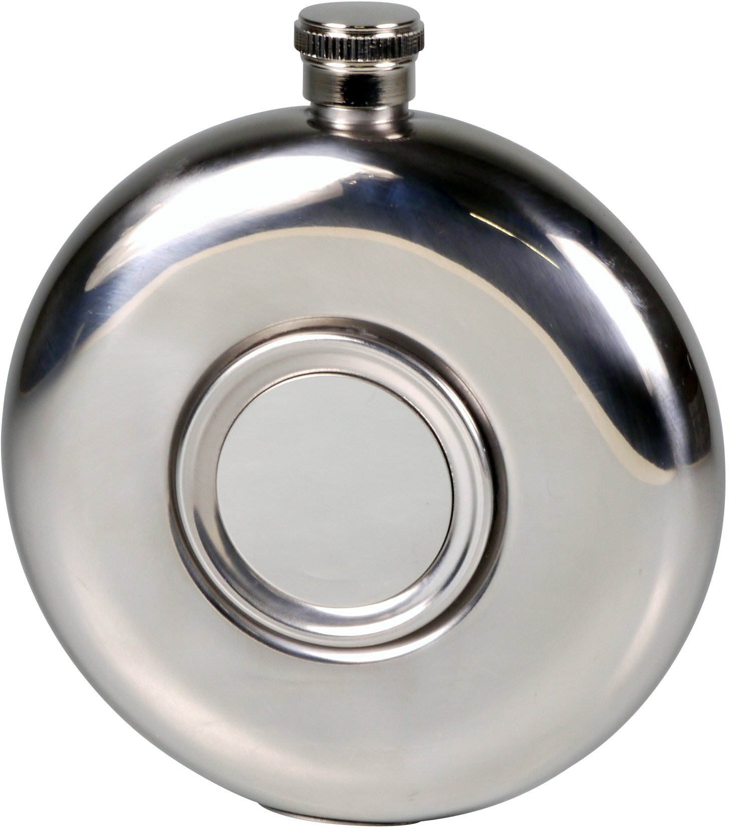 Classic Taschenflasche Edelstahl poliert rund mit Faltbecher 300 ml (725931)