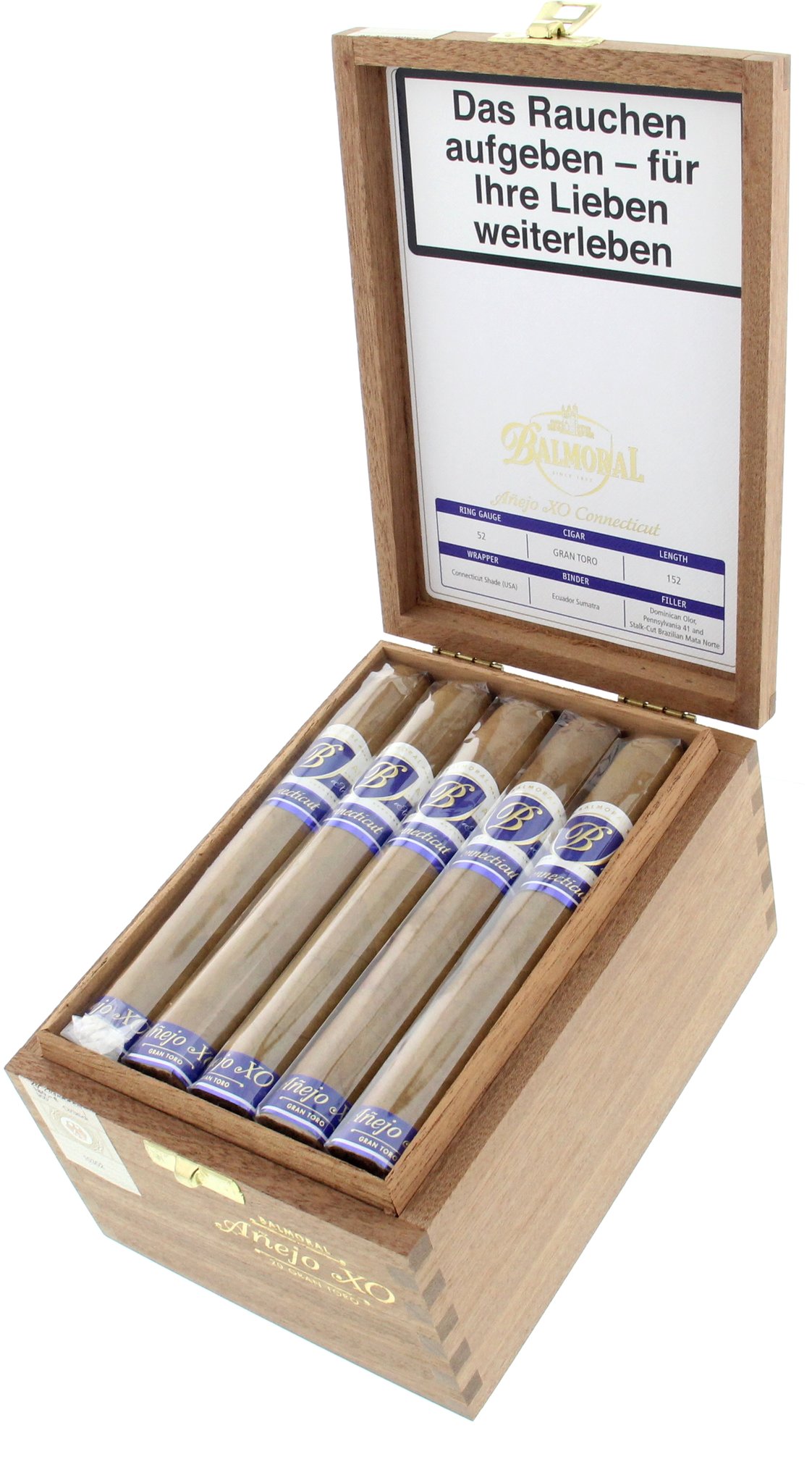 Balmoral Anejo XO Connecticut Gran Toro Kiste offen