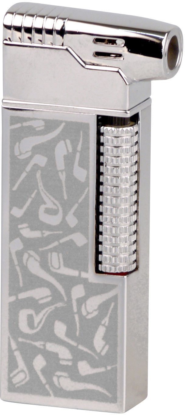 Passatore Pfeifenfeuerzeug chrom poliert Pfeifenmotive (234014)