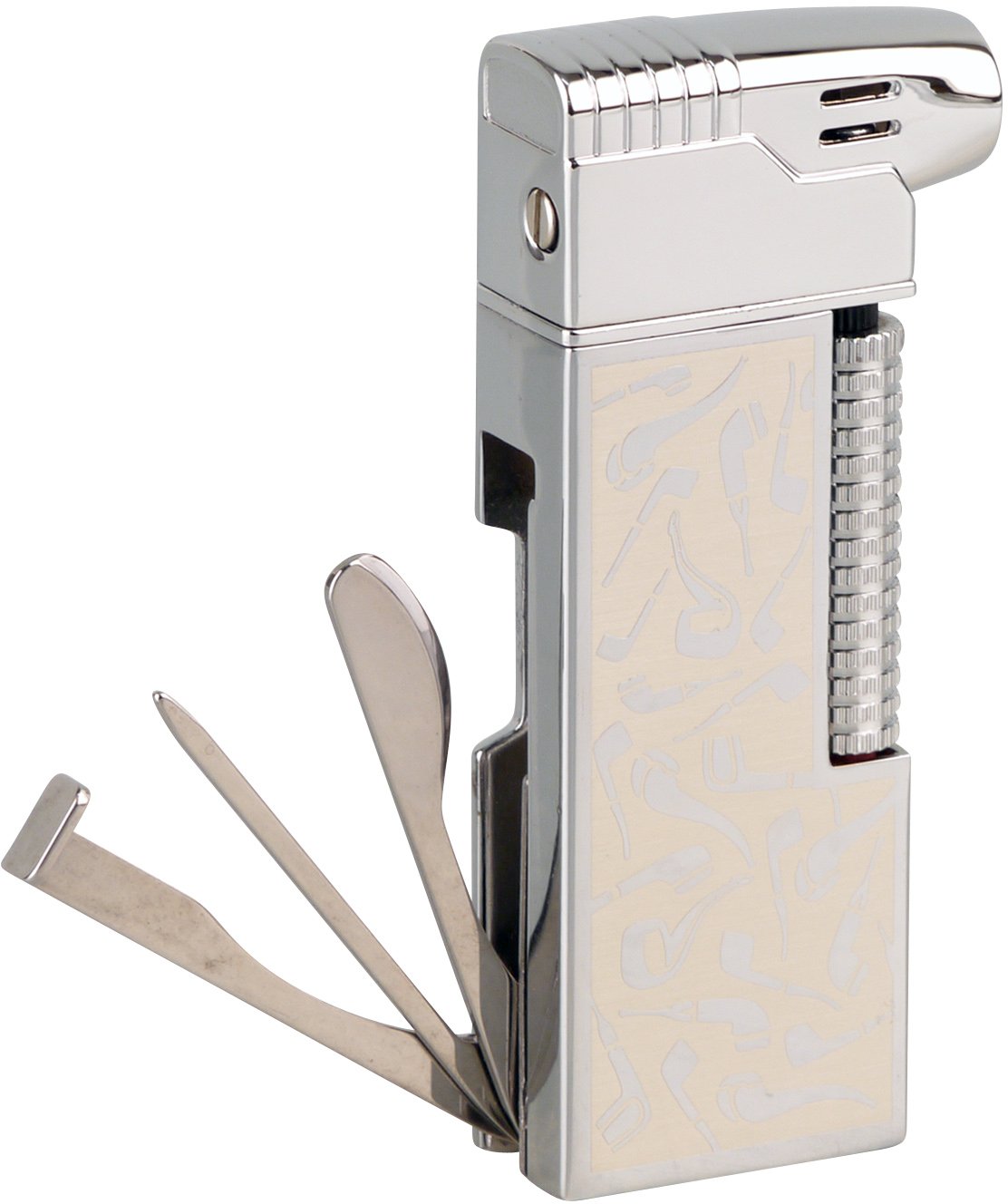 Passatore Pfeifenfeuerzeug chrom poliert Pfeifenmotive (234014) Detailbild