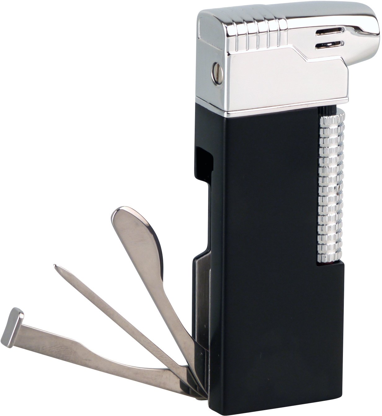 Passatore Pfeifenfeuerzeug schwarz matt chrom poliert (234012) Detailbild