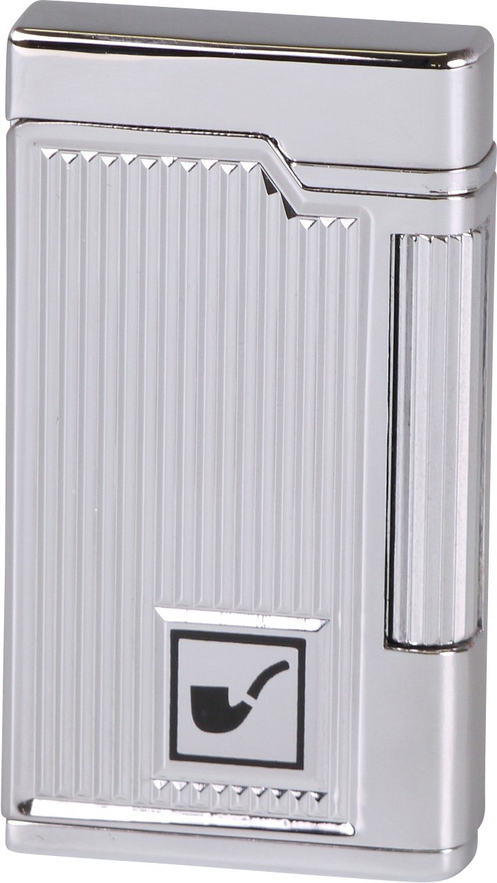 Passatore Pfeifenfeuerzeug chrom poliert mit Streifen (234041)