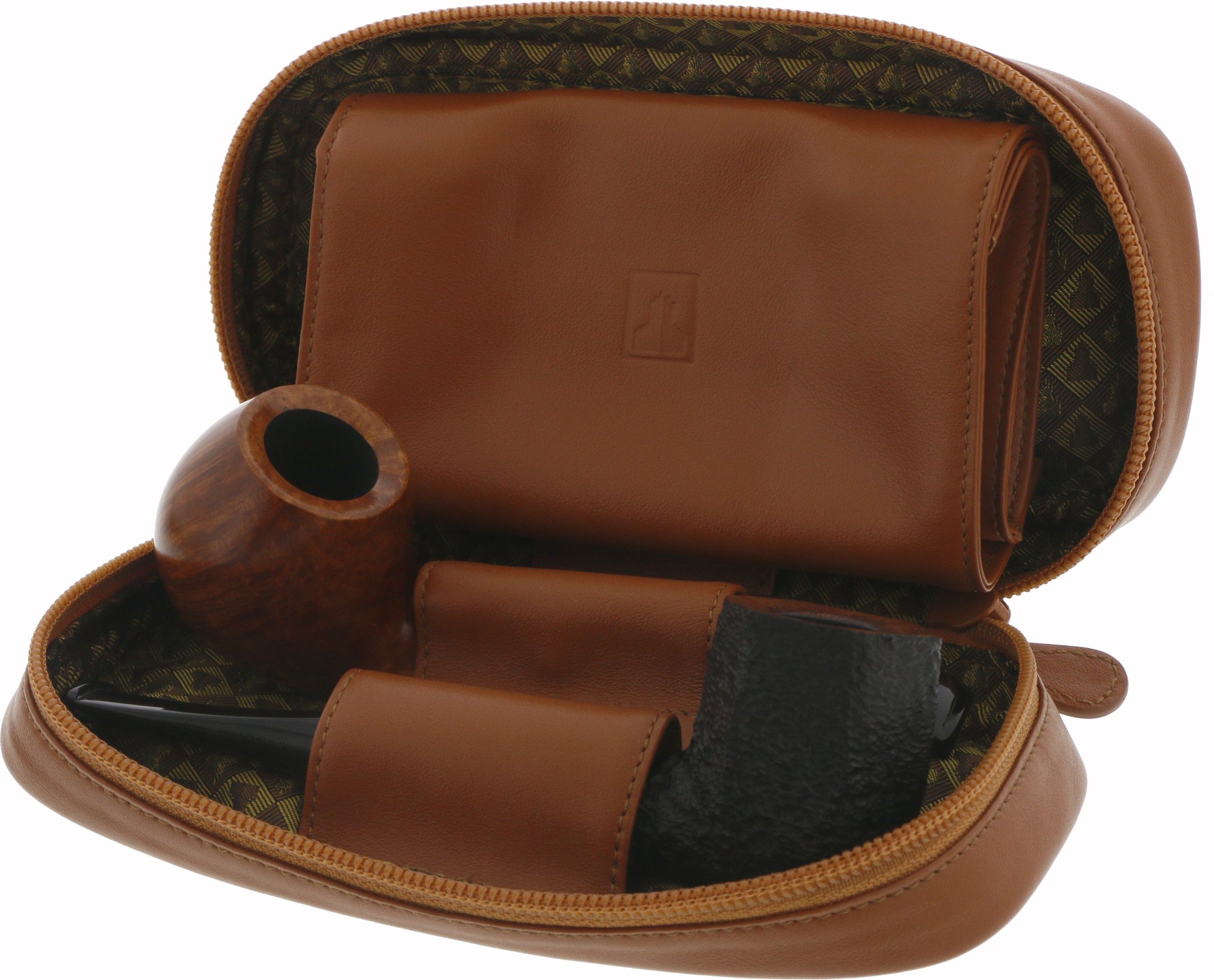 Castello Pfeifentasche 2er cognac mit Pfeifen