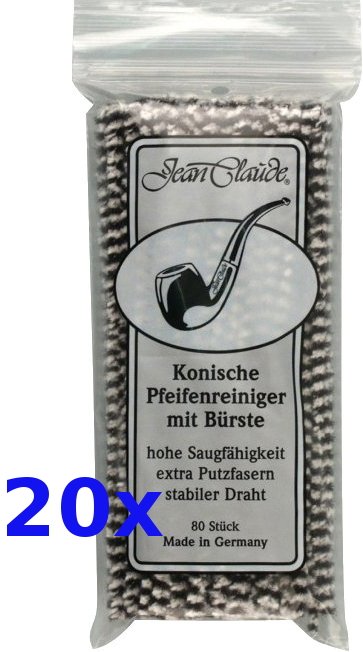 Jean Claude Pfeifenreiniger Konische Pfeifenreiniger mit Bürste 80 Stk. (010002) 20er Sparpackung