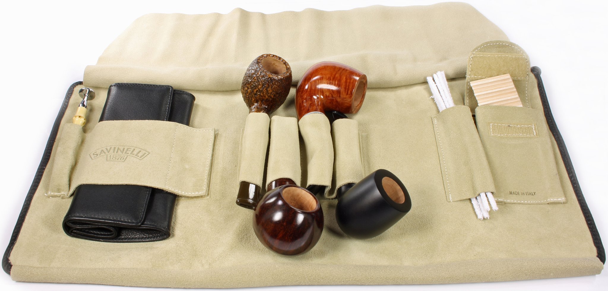 Savinelli Pfeifentasche 4er Pfeifentasche Rindleder braun innen