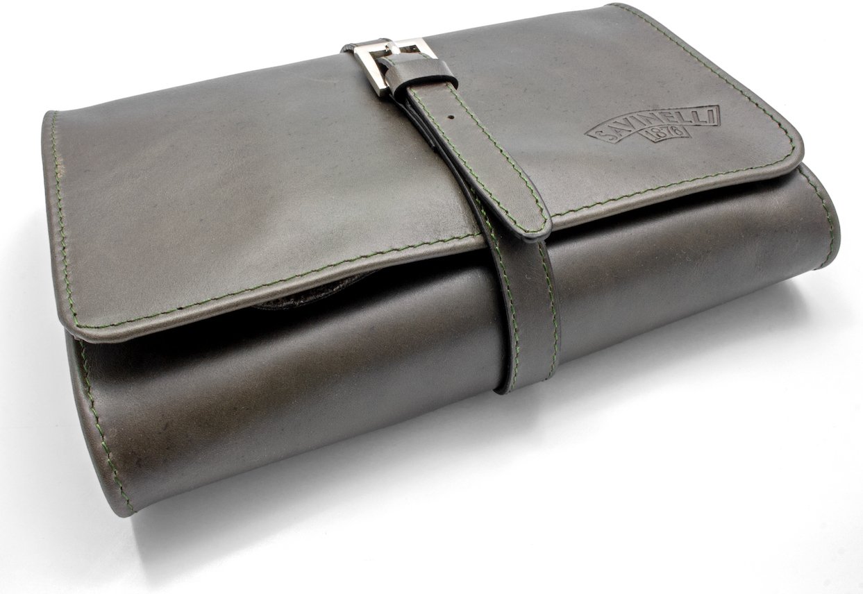 Savinelli Pfeifentasche 4er Rindleder grün braun T660 (14960) aussen