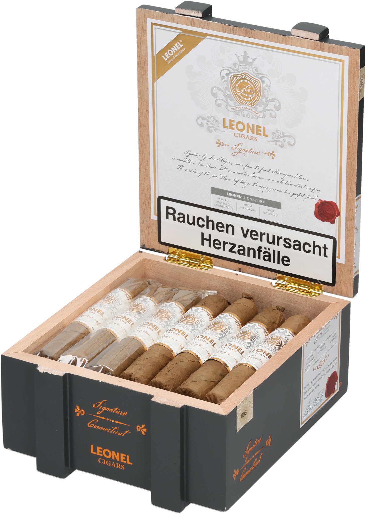 Signature Robusto Connecticut Box open