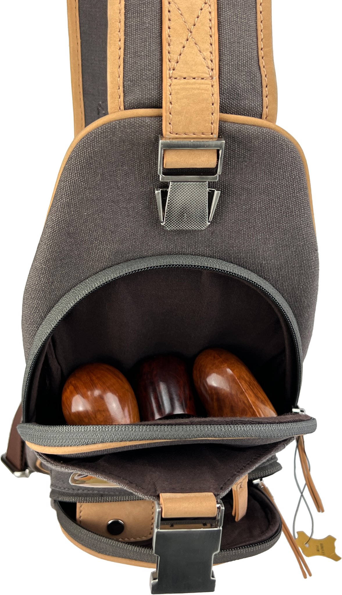 Passatore Pfeifentasche Body Bag Canvas hellbraun/anthrazit (639964)Detailbild 2