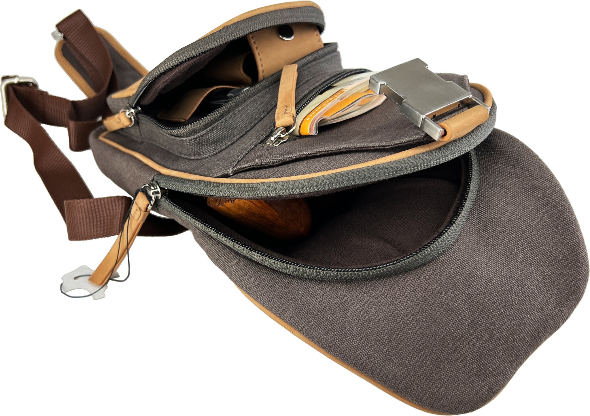 Passatore Pfeifentasche Body Bag Canvas hellbraun/anthrazit (639964) Detailbild 3