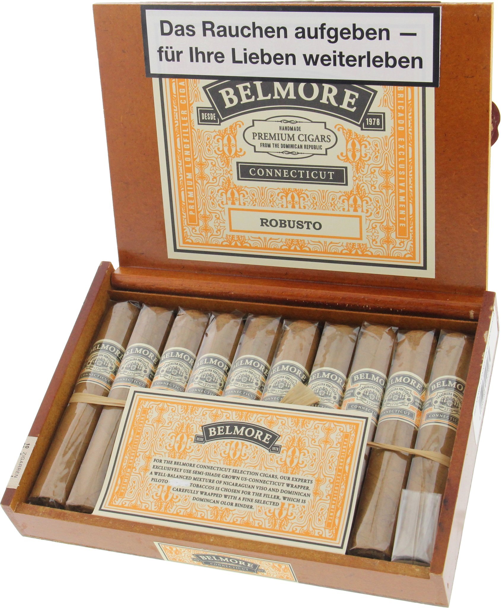 Belmore Connecticut (ehemals Clasico) Robusto Kiste offen