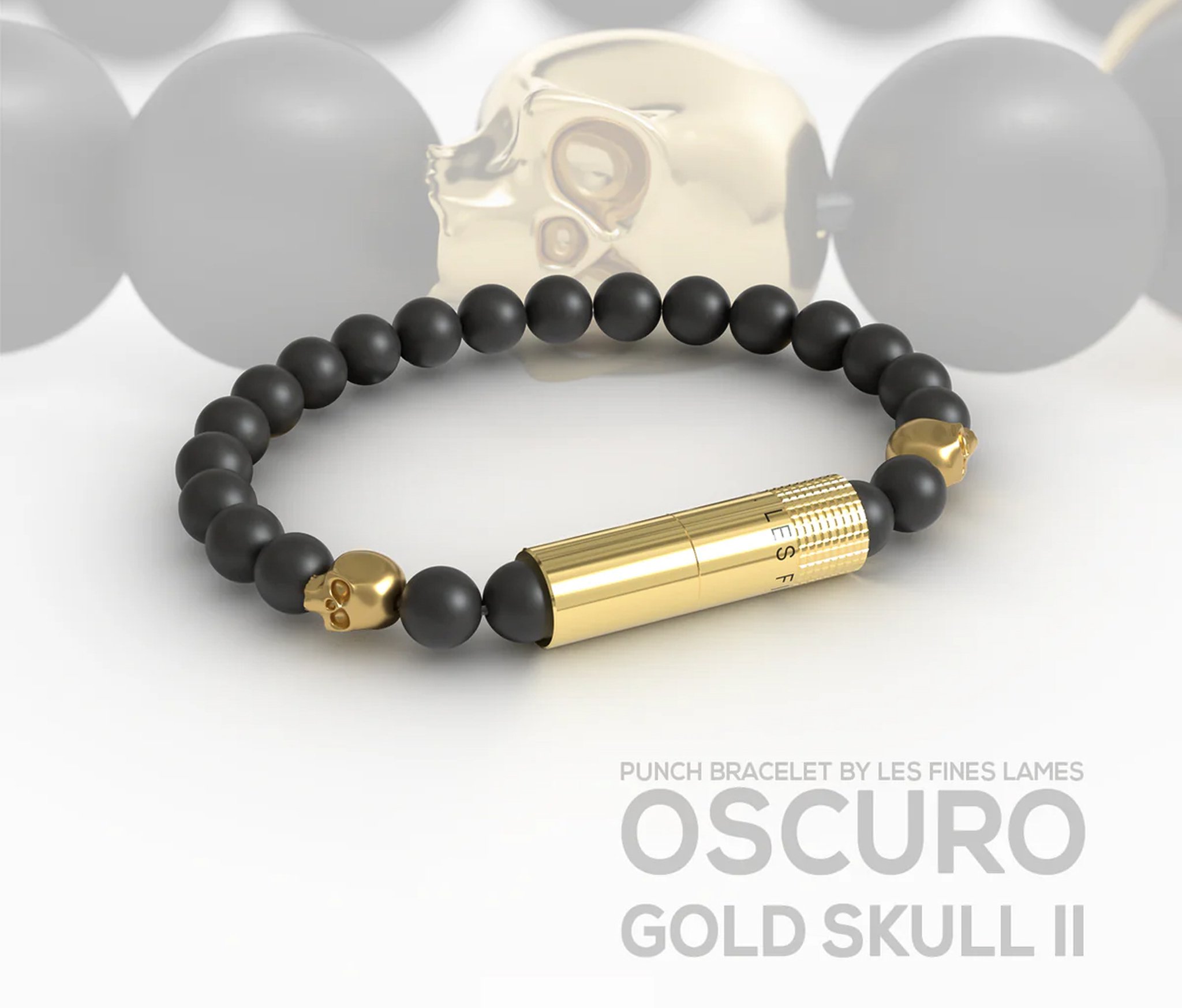 Les Fines Lames Punch Bracelets Oscuro Gold Skull II - Elastic_02